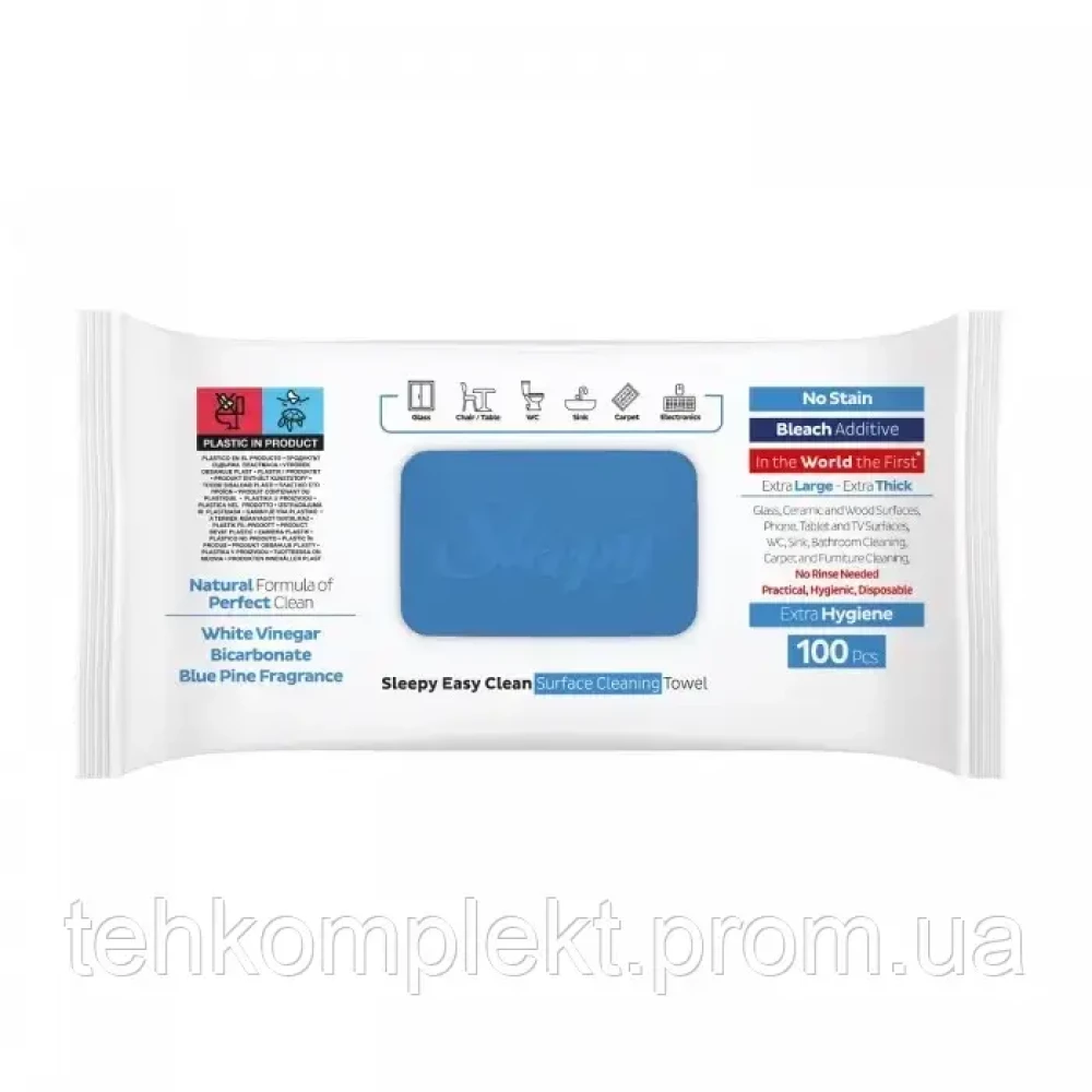 Sleepy Серветки для побутового прибирання (синя) Easy Clean Bleach 100шт