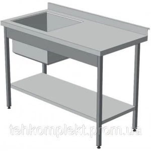 Изображение товара -  Стіл виробничий С-С2 1000*800*850, з мийкою 500*400*200, борт
